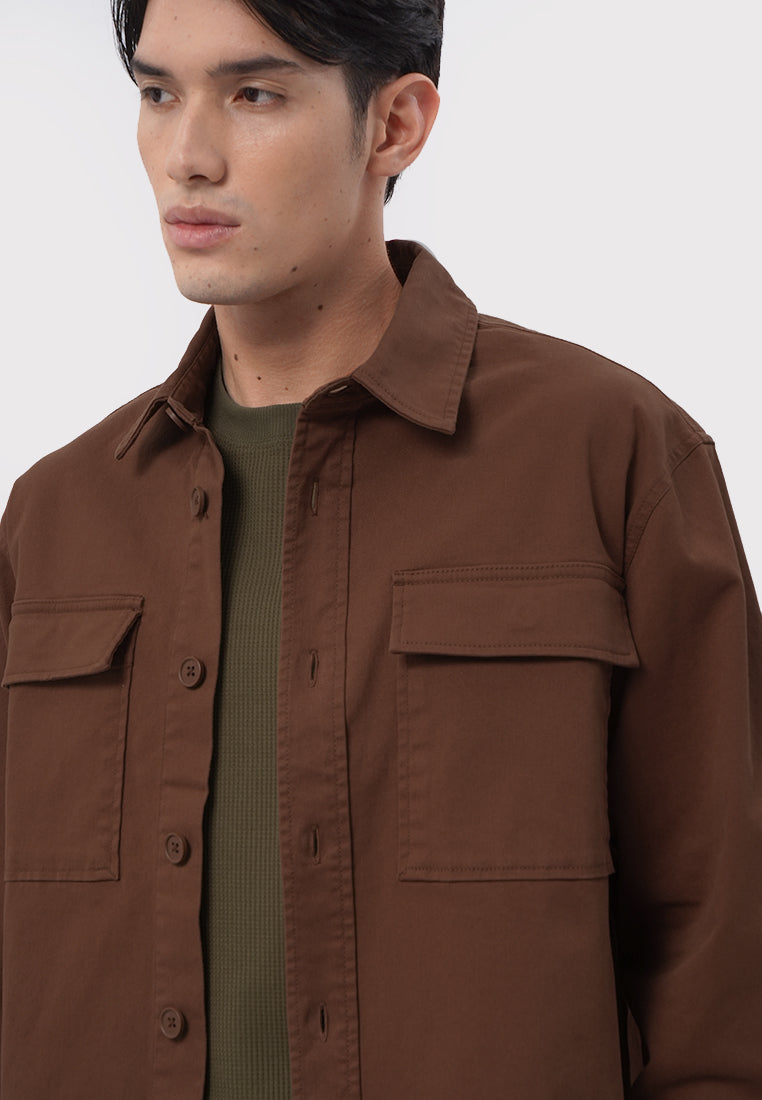 Regular Fit Shirt Jacket with Pocket