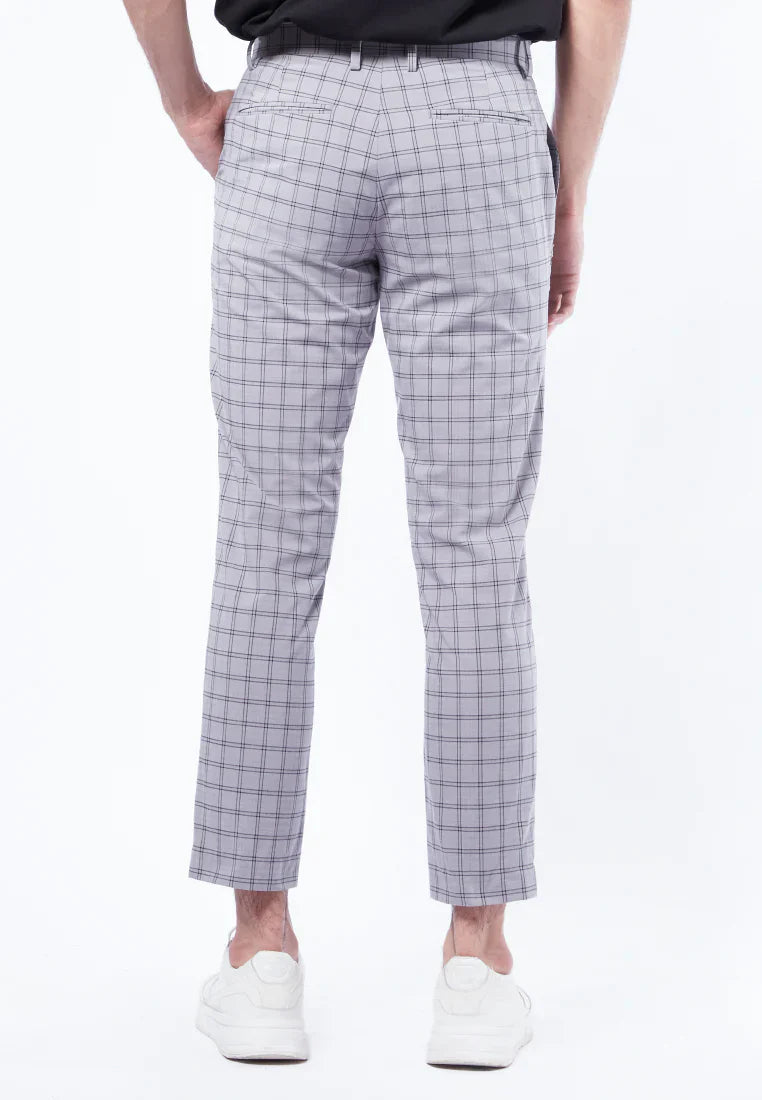 Slim Fit Checked Ankle Pants