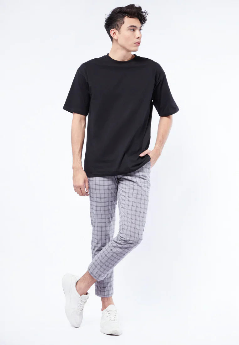 Slim Fit Checked Ankle Pants