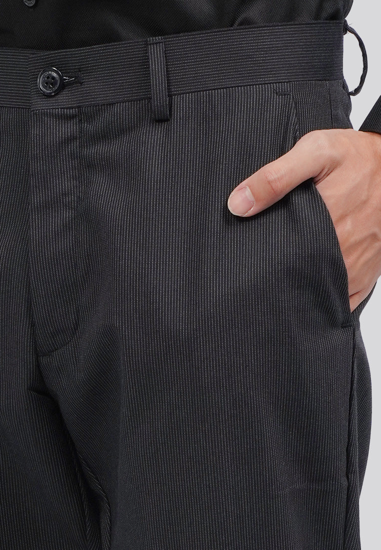 Slim Fit Stripe Pants Black