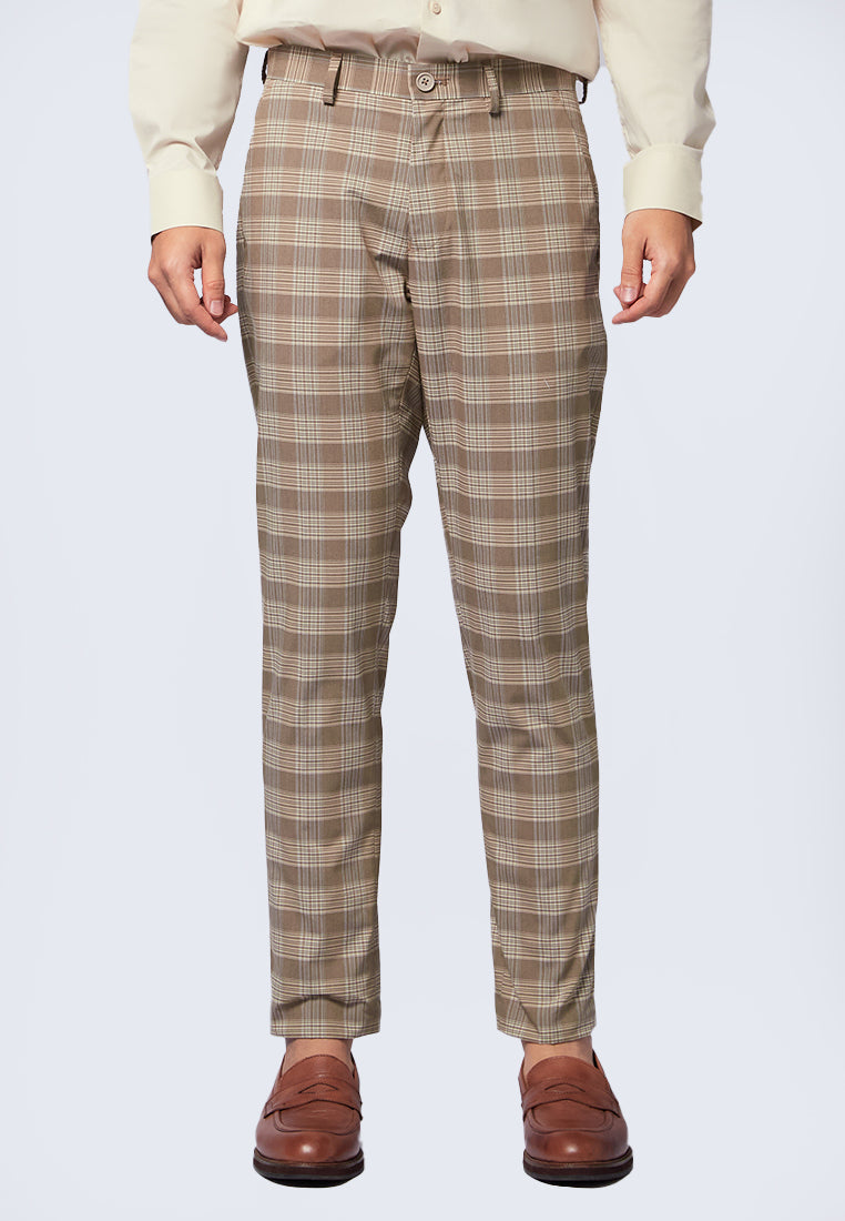 Slim Fit Plaid Formal Pants