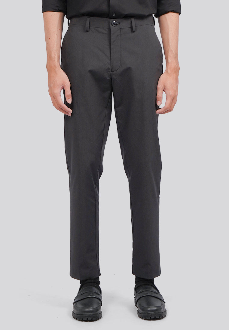 Slim Fit Houndstooth Pants Dark Grey