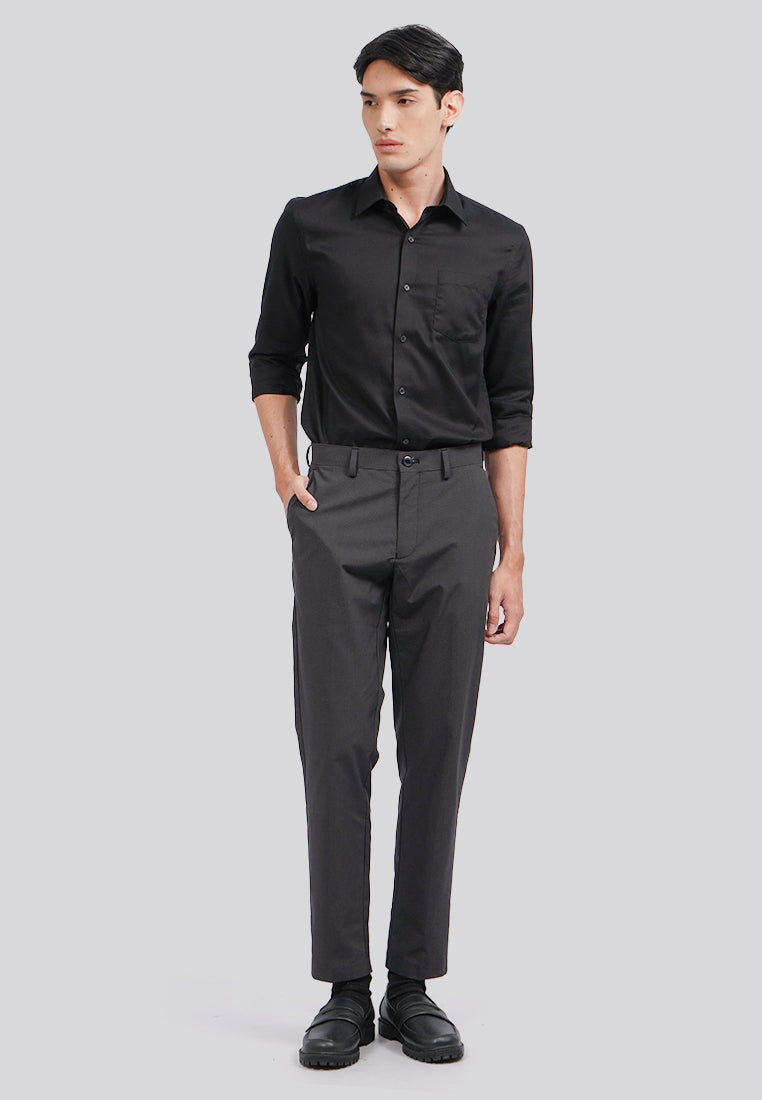 Slim Fit Houndstooth Pants Dark Grey