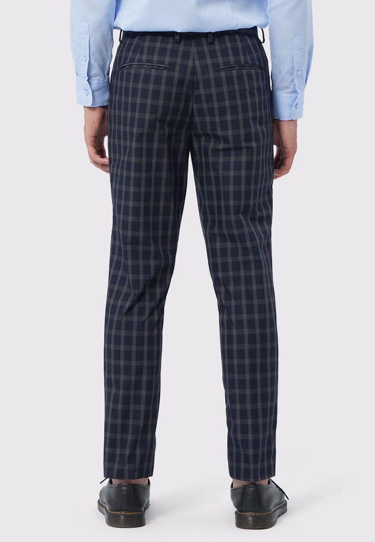 Slim Fit Checks Pants Navy