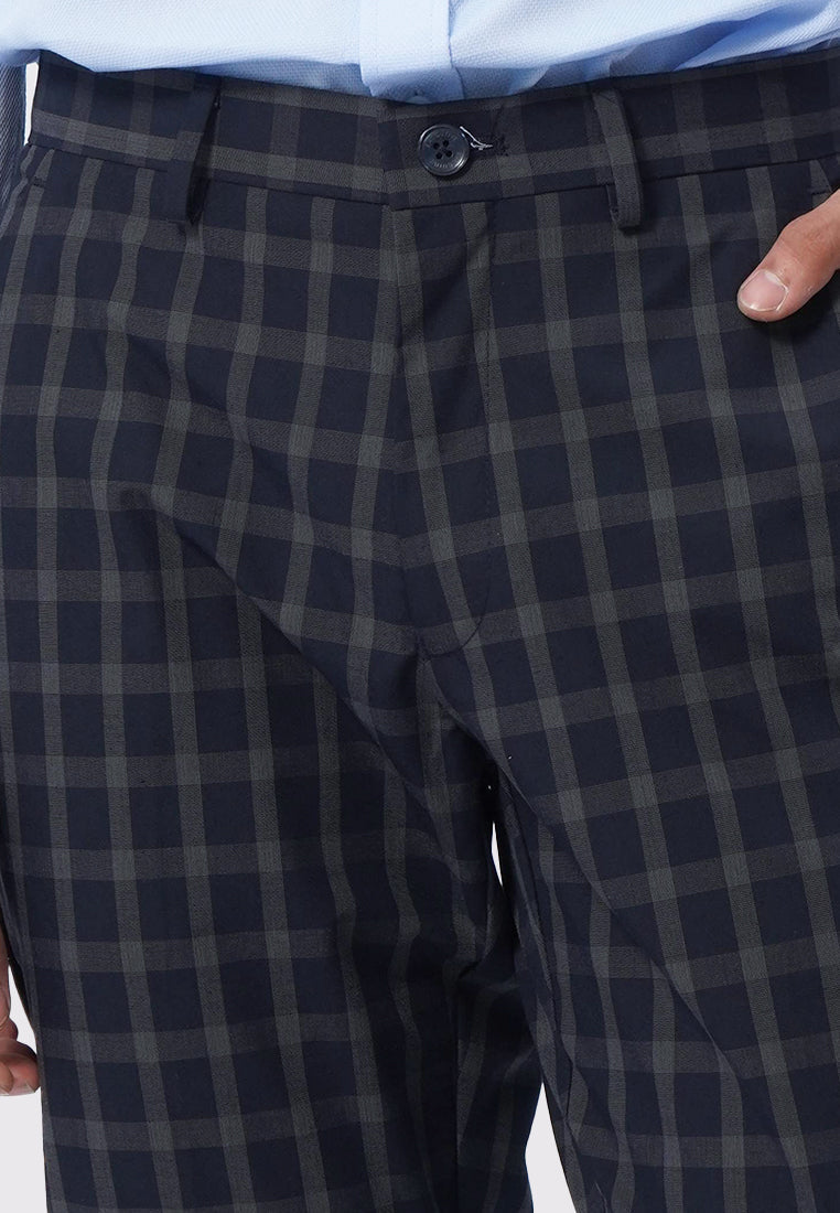 Slim Fit Checks Pants Navy