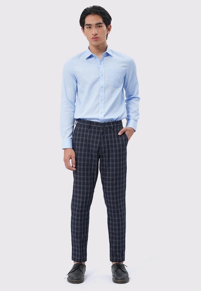 Slim Fit Checks Pants Navy