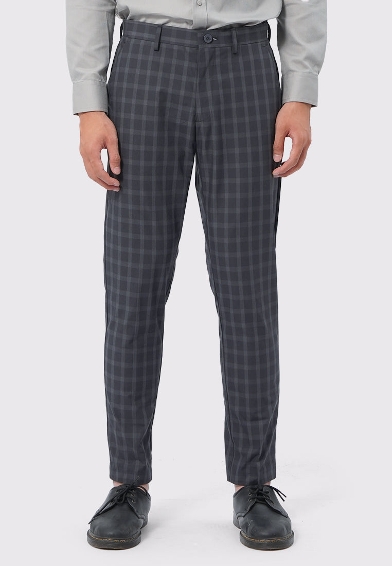 Slim Fit Checks Pants Grey
