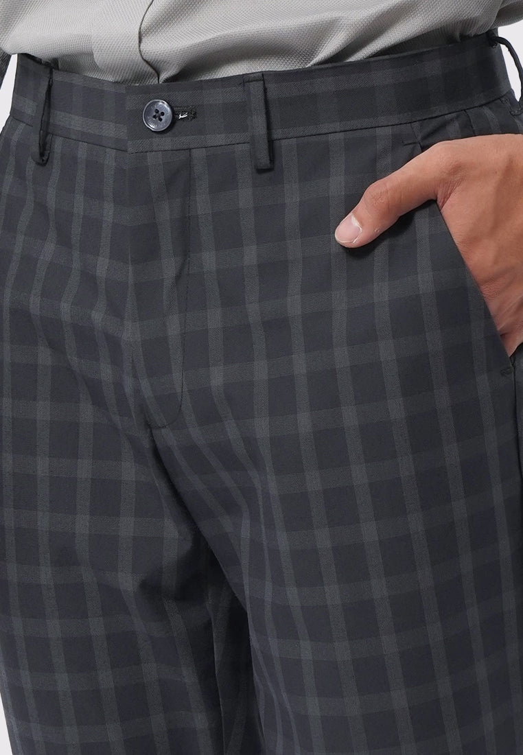 Slim Fit Checks Pants Grey