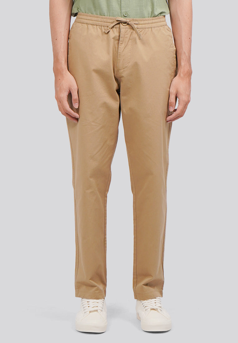 Slim Fit Drawstring Pants Khaki