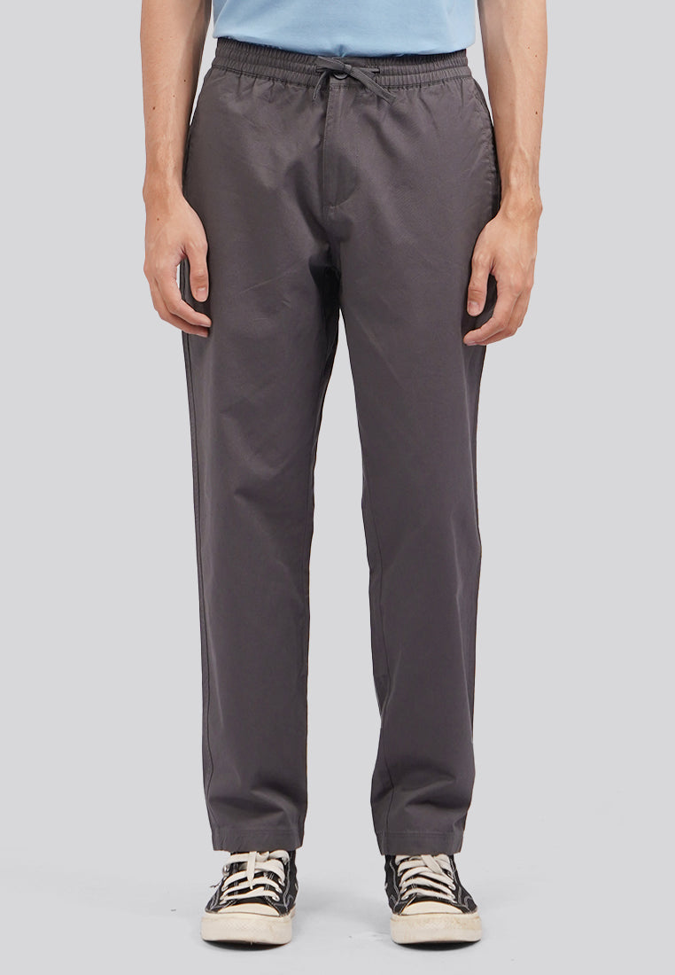 Slim Fit Drawstring Pants Dark Grey