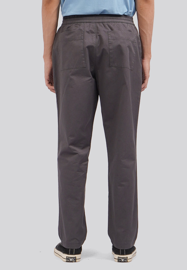 Slim Fit Drawstring Pants Dark Grey