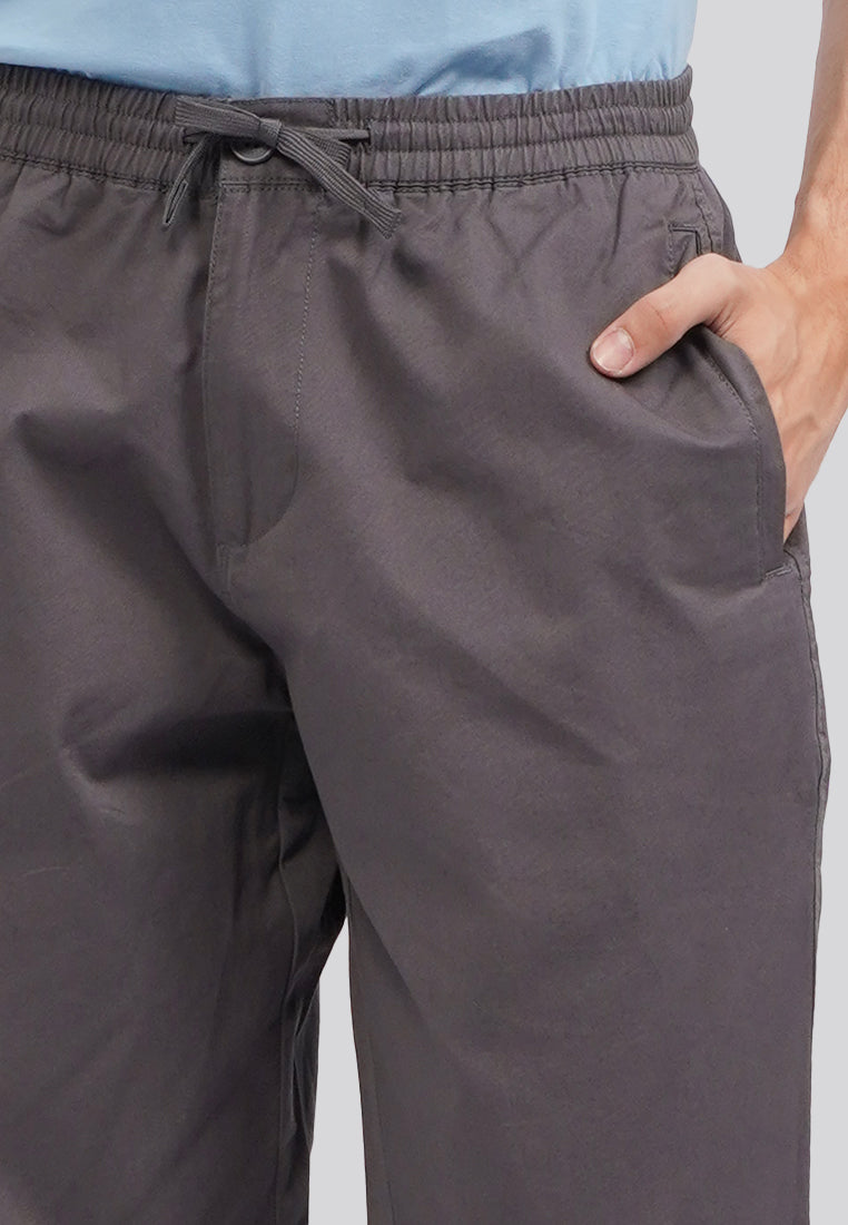 Slim Fit Drawstring Pants Dark Grey