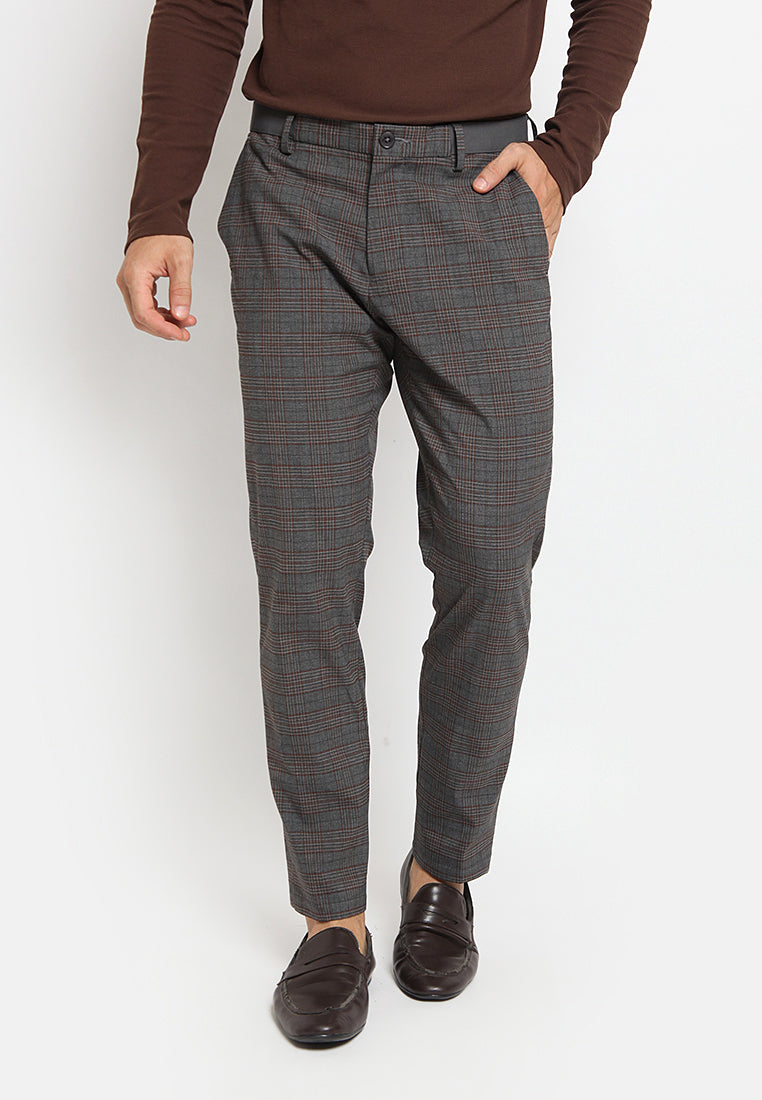 plaid casual long pants