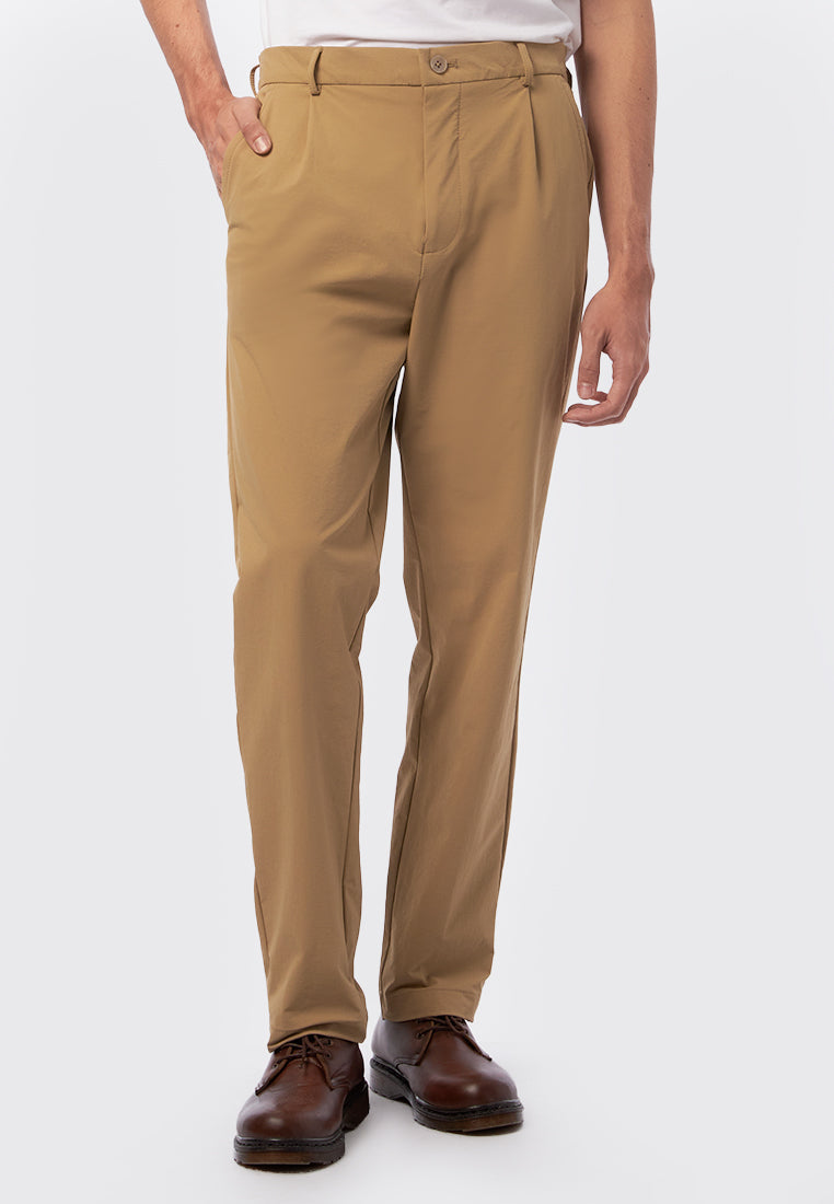 4-Way Stretch Pleat Pants Khaki