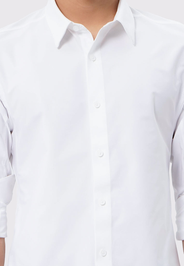 4-Way Stretch Long Sleeve Knit Shirt White