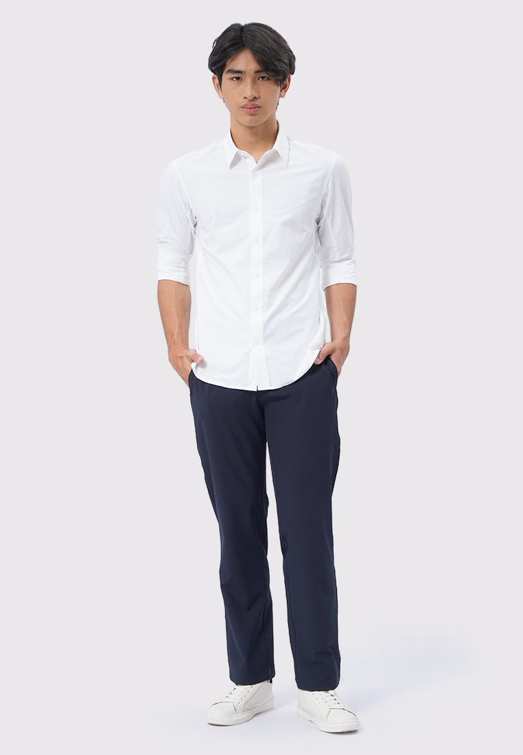 4-Way Stretch Long Sleeve Knit Shirt White