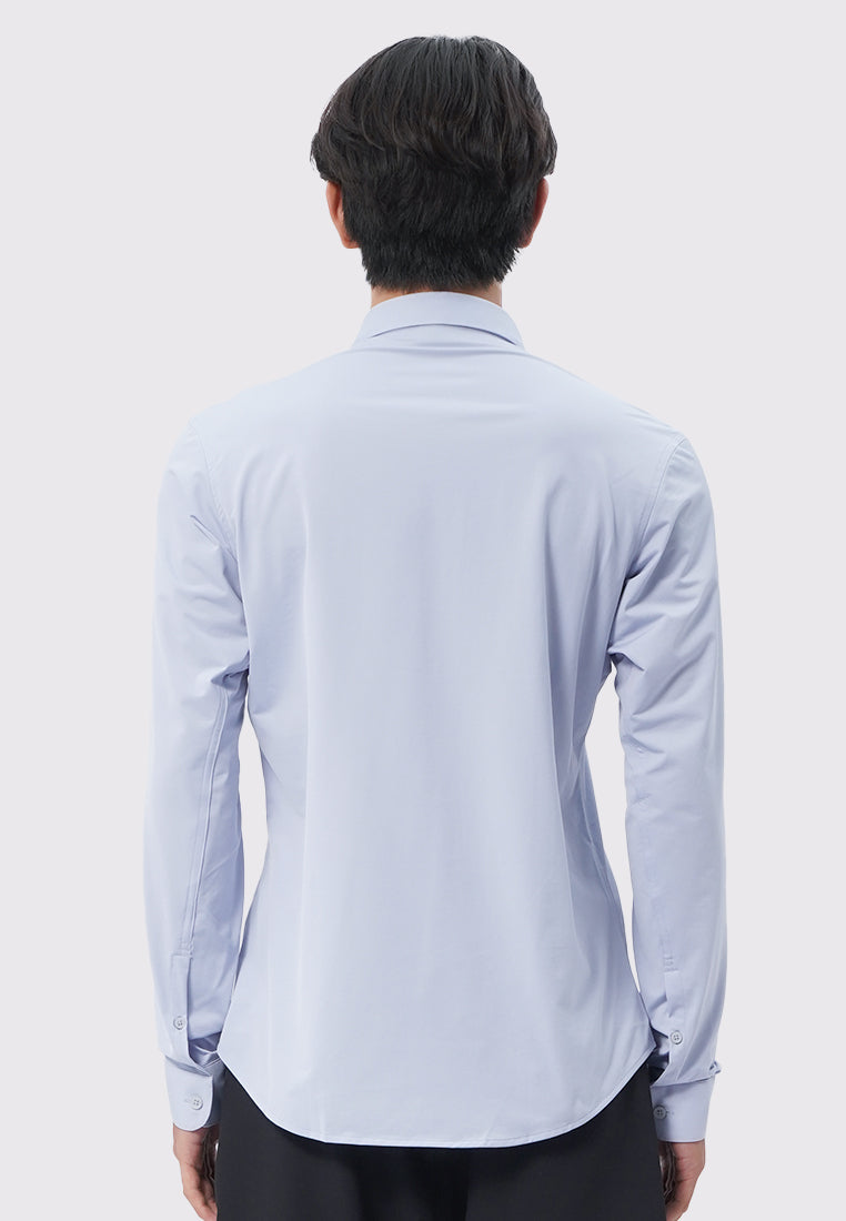 4-Way Stretch Long Sleeve Knit Shirt Blue