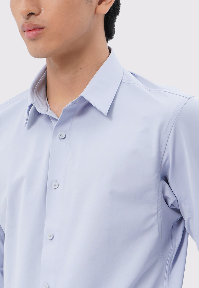 4-Way Stretch Long Sleeve Knit Shirt Blue