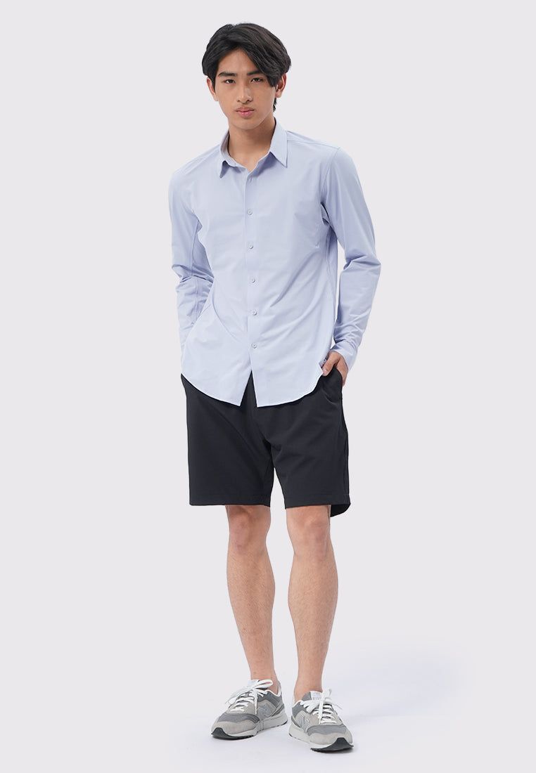4-Way Stretch Long Sleeve Knit Shirt Blue