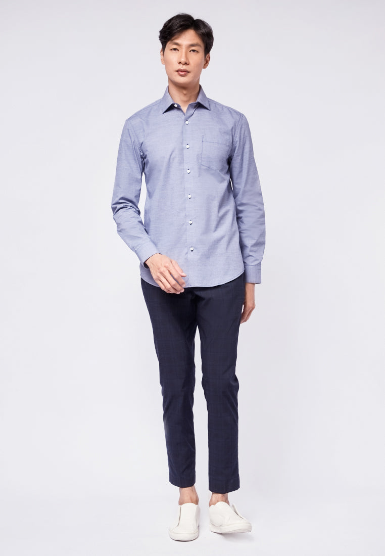 Slim Fit Long Sleeve Micro Check Shirt