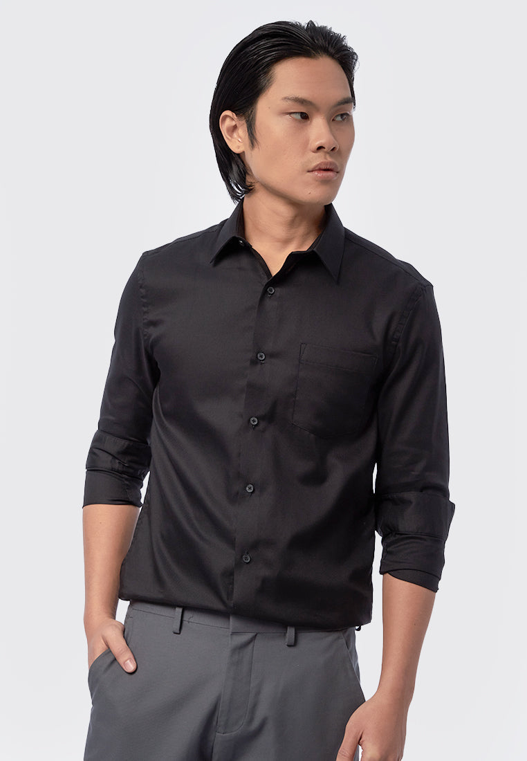 Slim Fit Long Sleeve Shirt Black