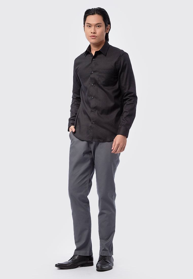 Slim Fit Long Sleeve Shirt Black