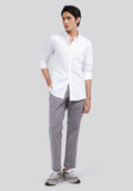 Hidden Placket Long Sleeve Shirt White