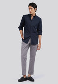 Hidden Placket Long Sleeve Shirt Navy