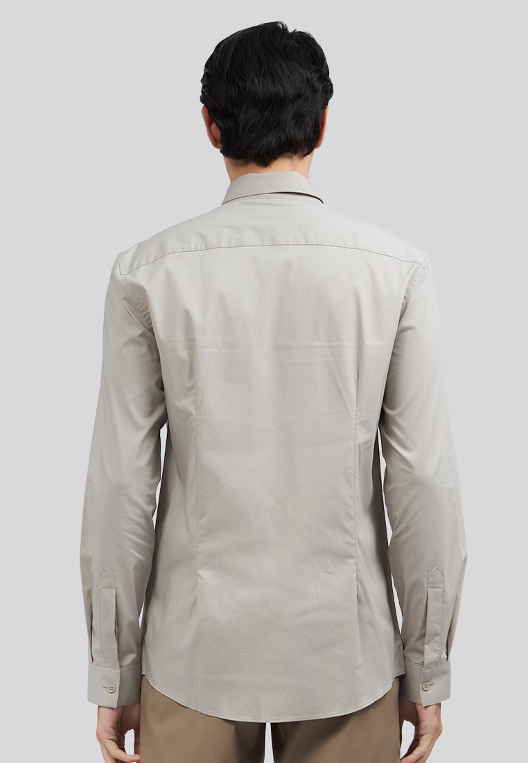 Hidden Placket Long Sleeve Shirt Grey