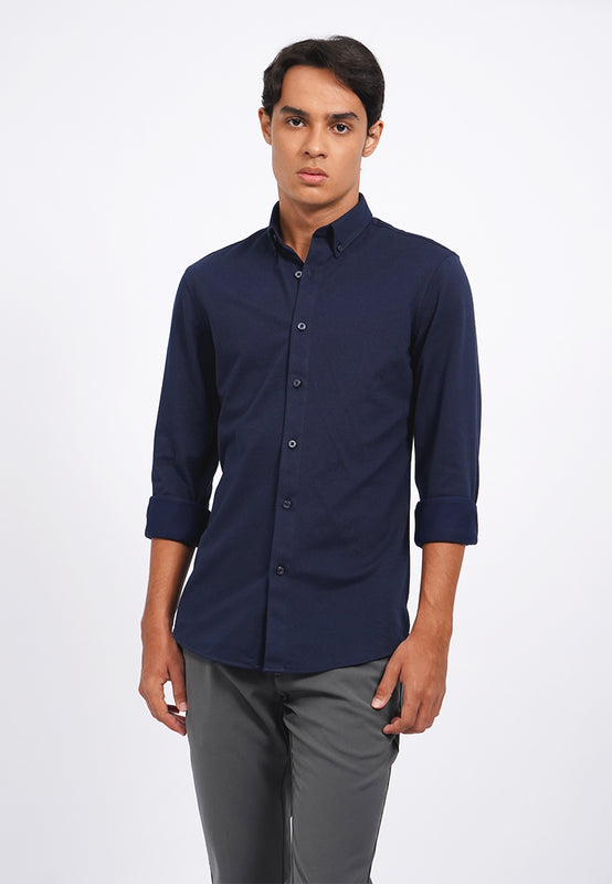 Slim Fit Long Sleeve Knit Shirt