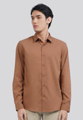Slim Fit Long Sleeve Formal Shirt Brown
