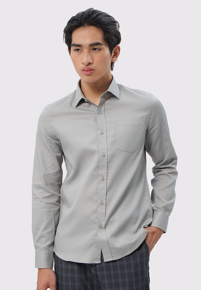 Easy Care Slim Fit Long Sleeve Shirt Grey