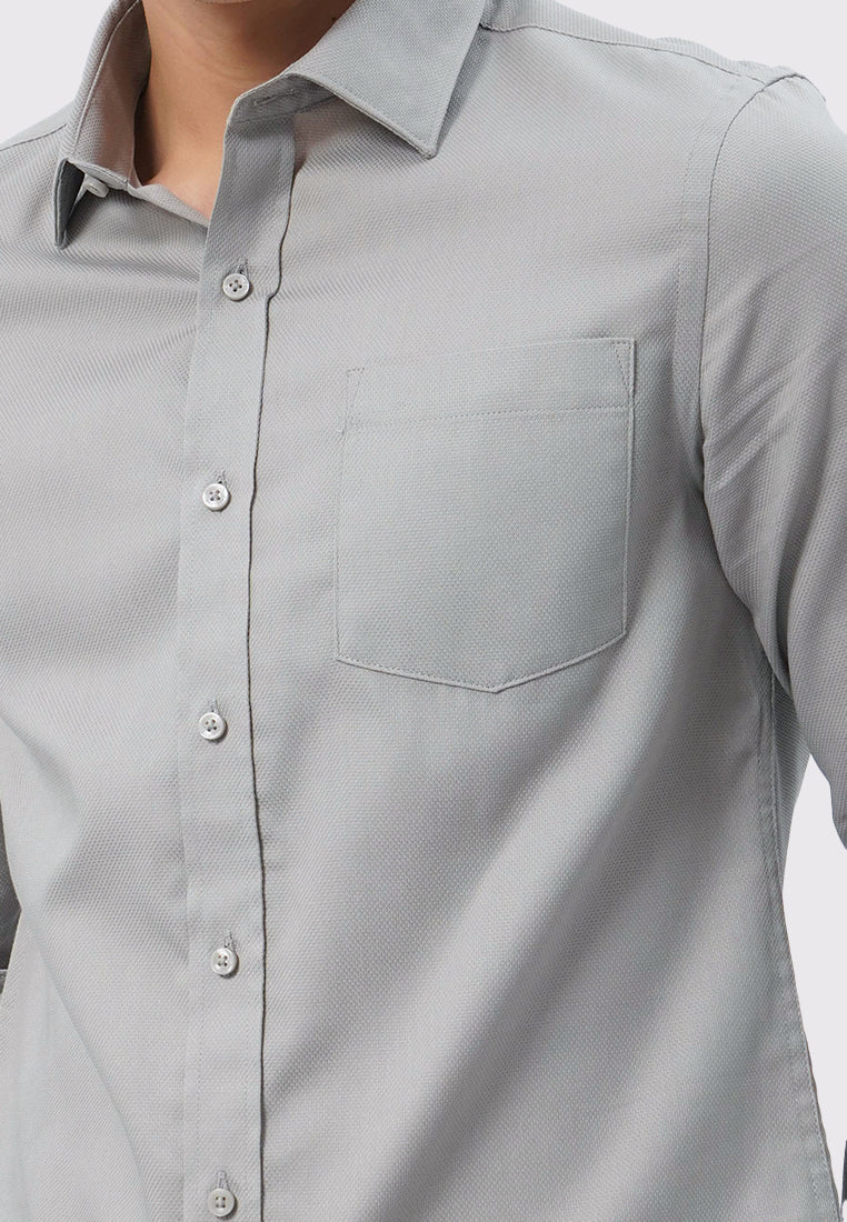 Easy Care Slim Fit Long Sleeve Shirt Grey