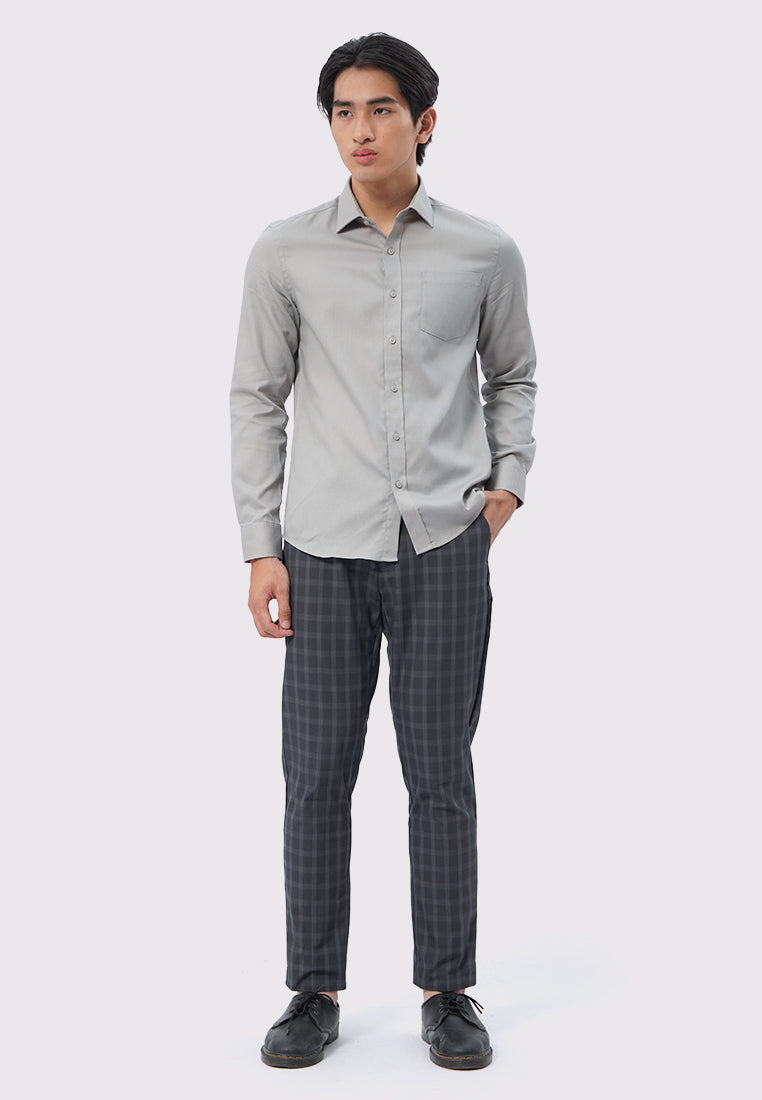 Easy Care Slim Fit Long Sleeve Shirt Grey