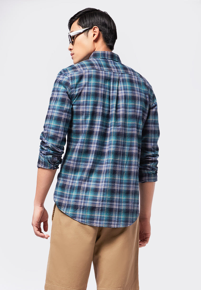 Slim Fit Long Sleeve Plaid Shirt