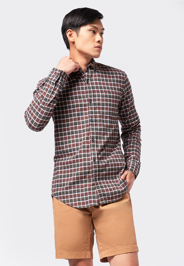 Slim Fit Long Sleeve Plaid Shirt