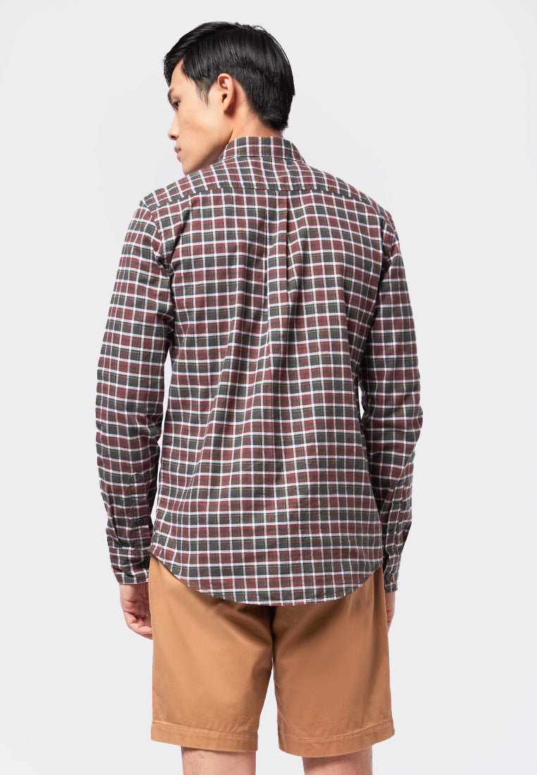 Slim Fit Long Sleeve Plaid Shirt