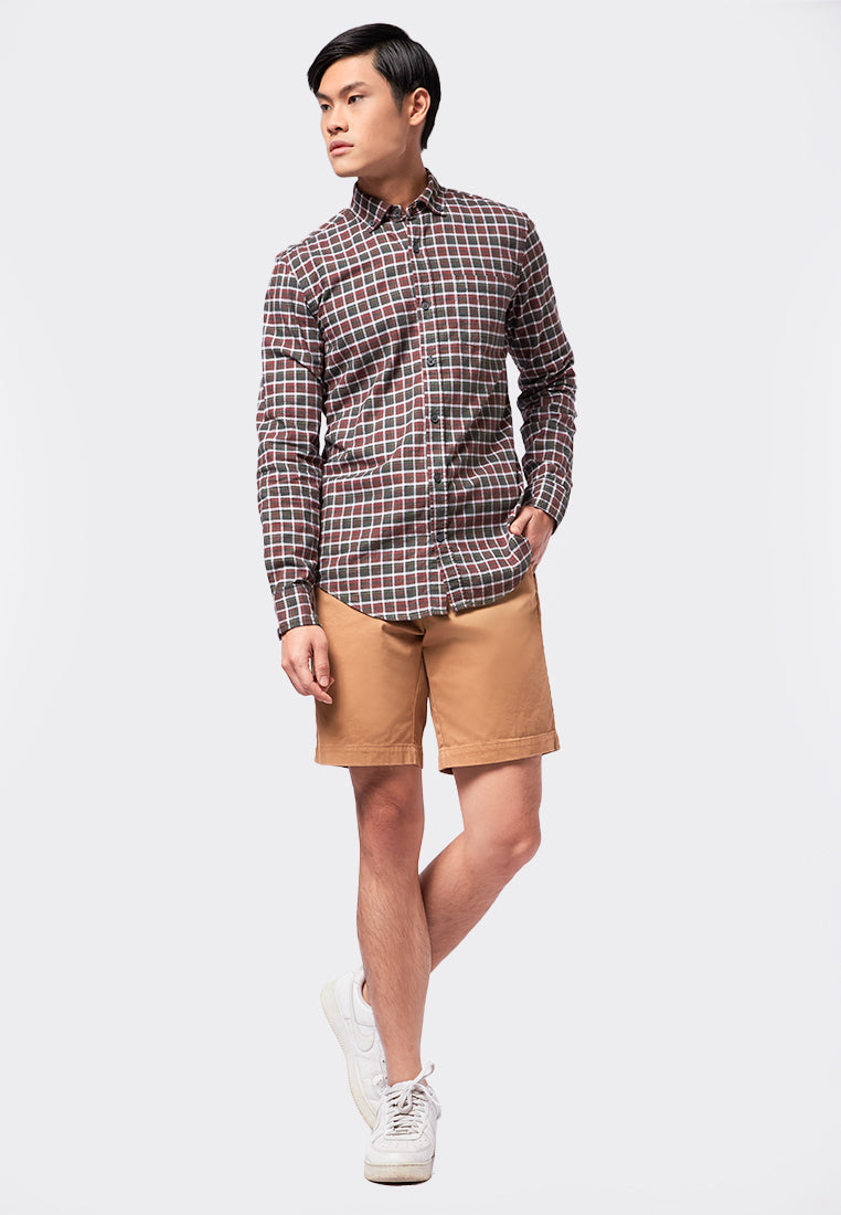 Slim Fit Long Sleeve Plaid Shirt