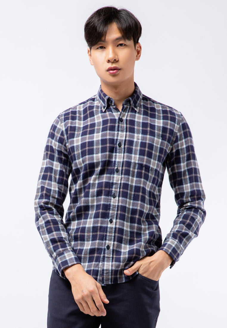 Slim Fit Flannel Look Long Sleeve Shirt