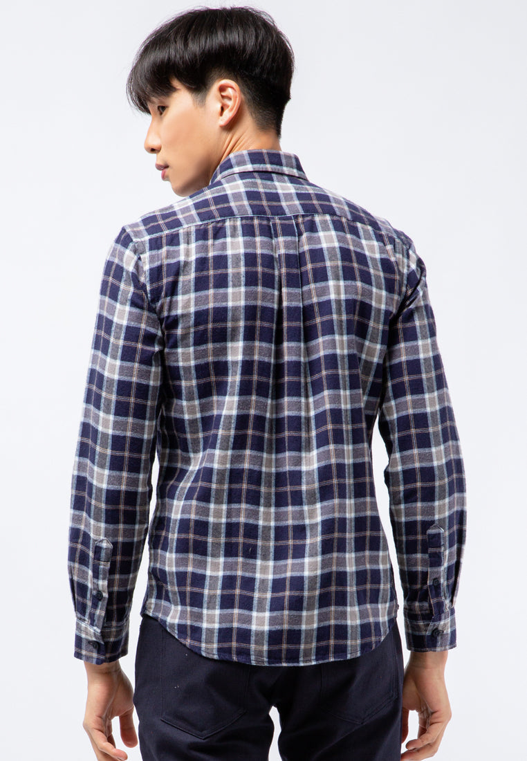 Slim Fit Flannel Look Long Sleeve Shirt