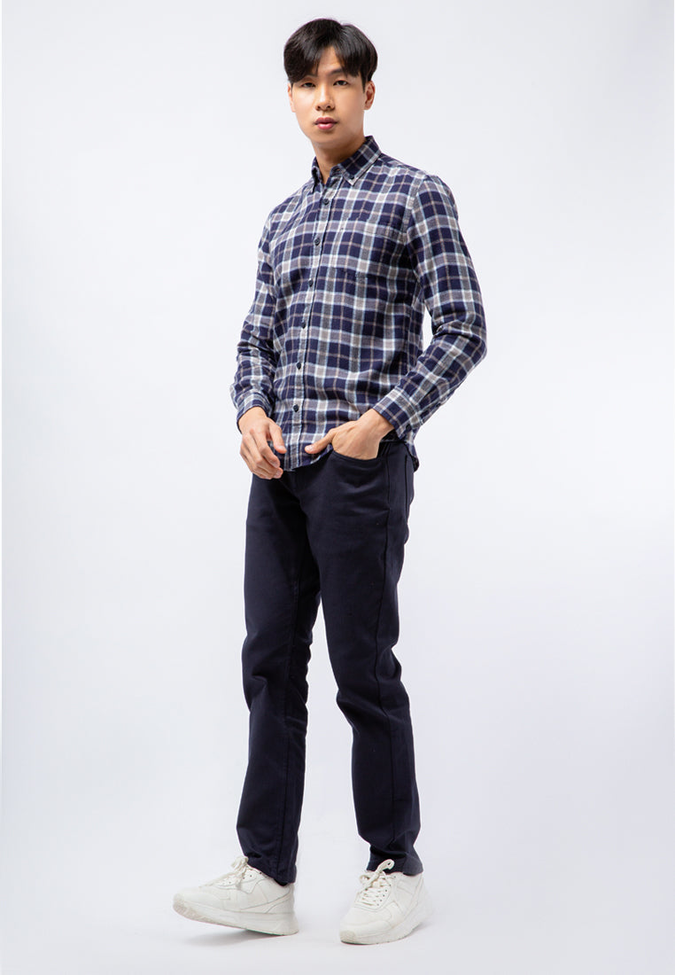 Slim Fit Flannel Look Long Sleeve Shirt