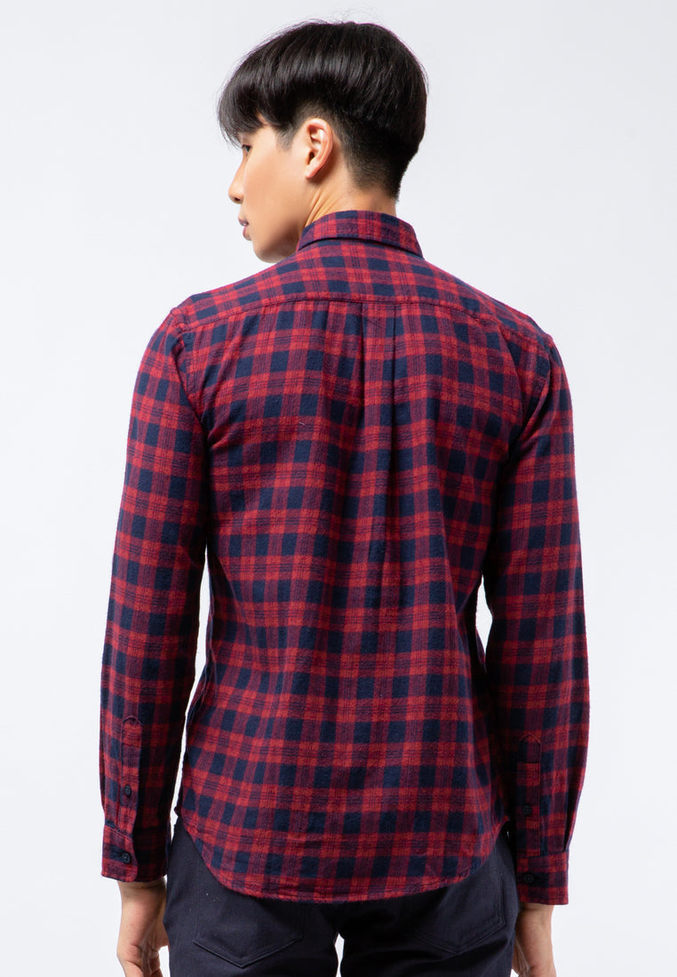 Slim Fit Flannel Look Long Sleeve Shirt