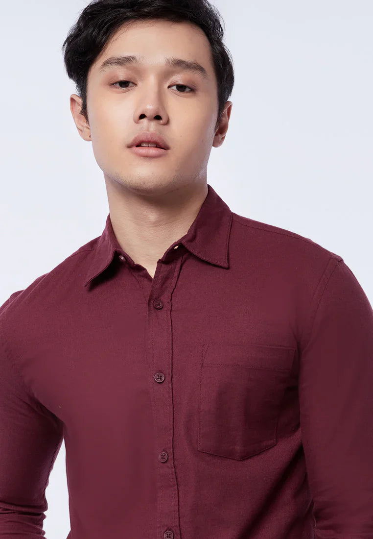 Slim Fit Long Sleeve Flannel Shirt
