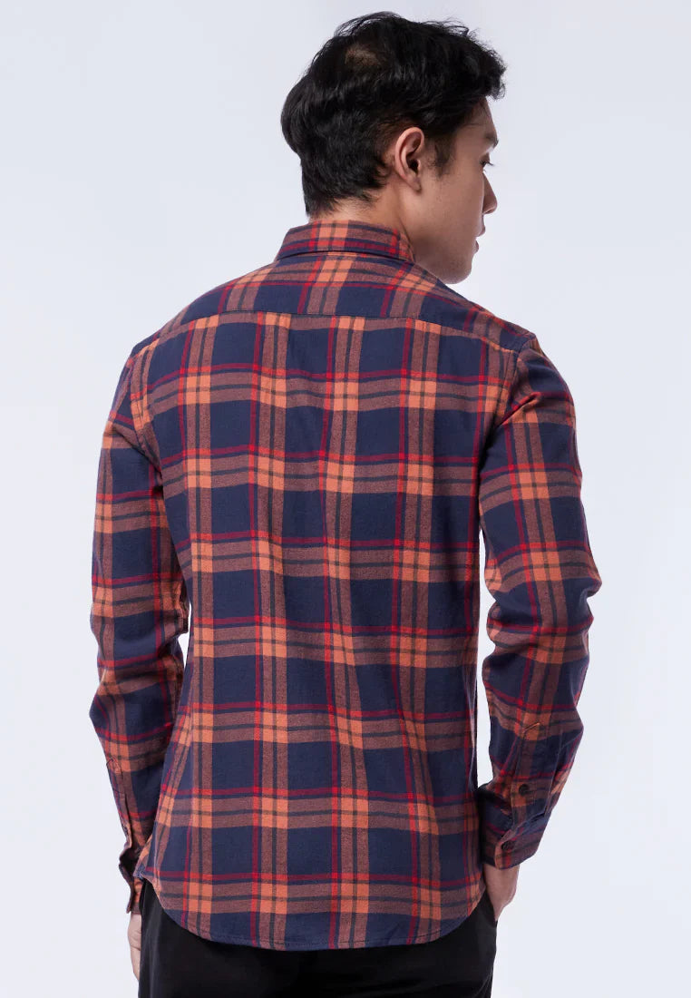 Slim Fit Long Sleeve Plaid Shirt