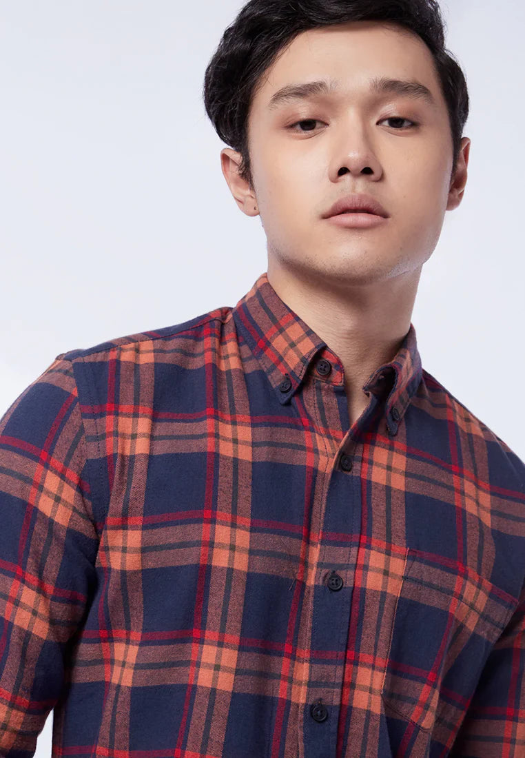 Slim Fit Long Sleeve Plaid Shirt