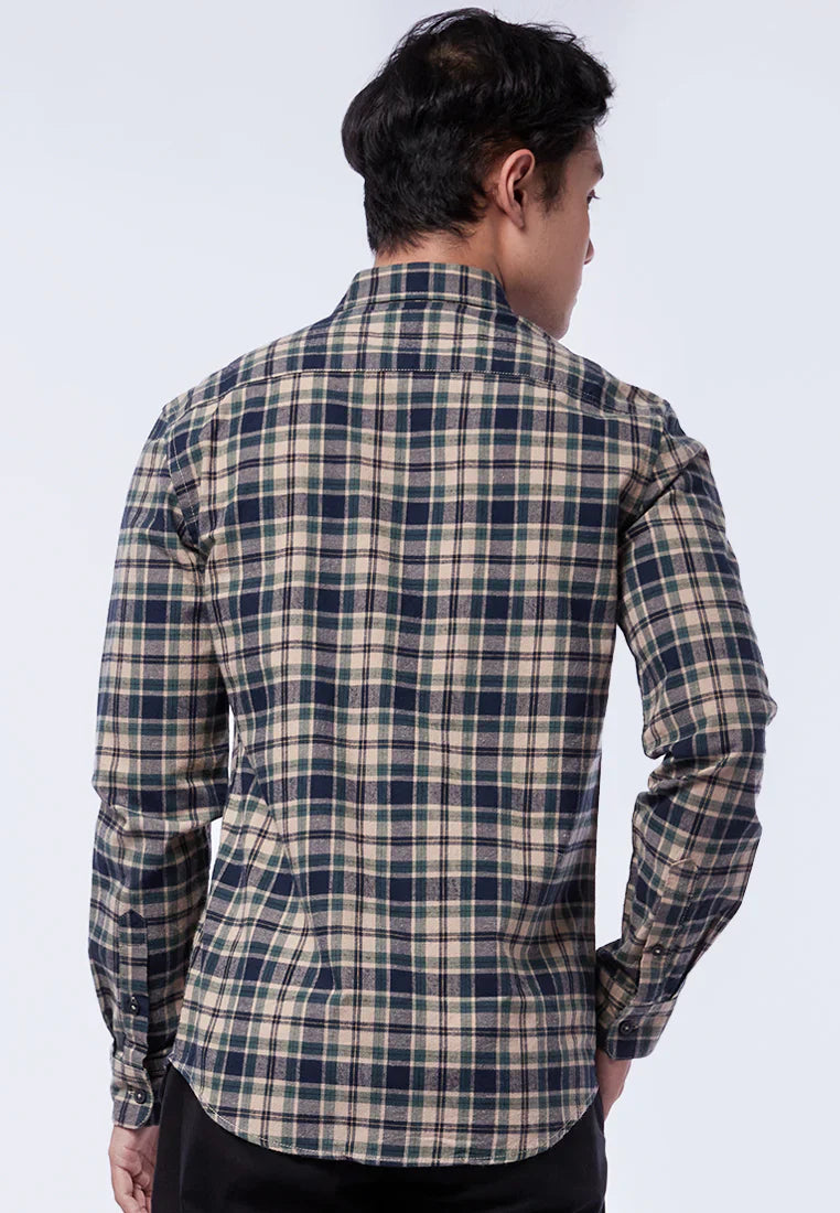 Slim Fit Long Sleeve Plaid Shirt