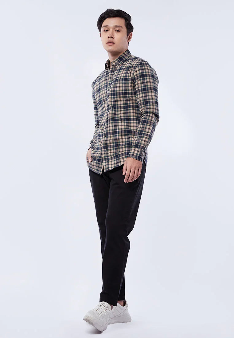 Slim Fit Long Sleeve Plaid Shirt