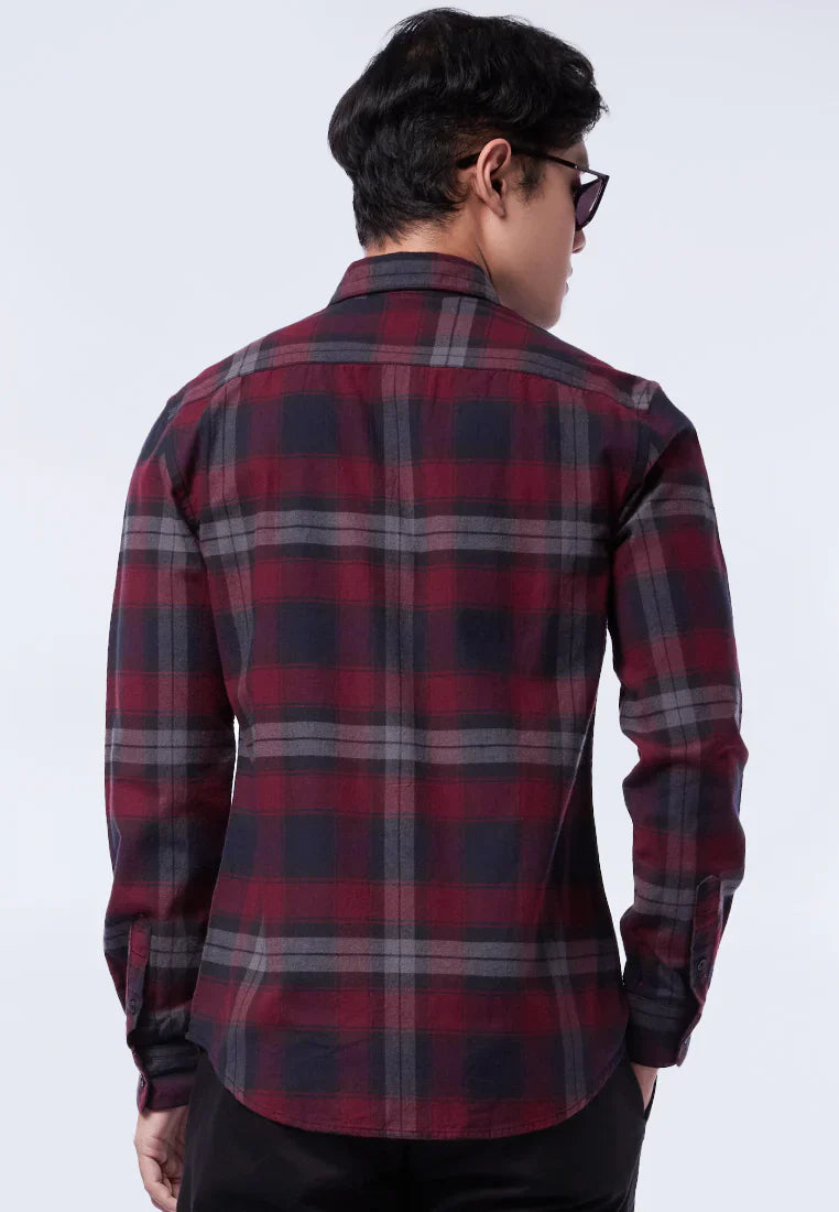 Slim Fit Long Sleeve Plaid Shirt