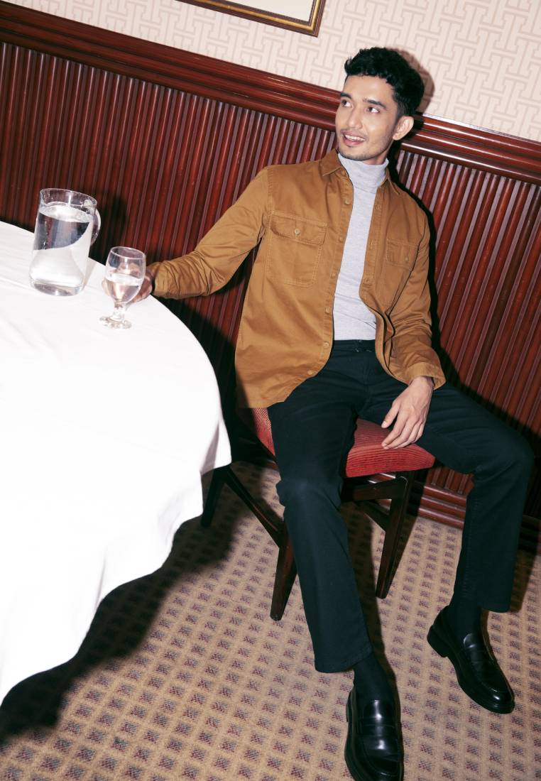 Slim Fit Long Sleeve Utility Shirt
