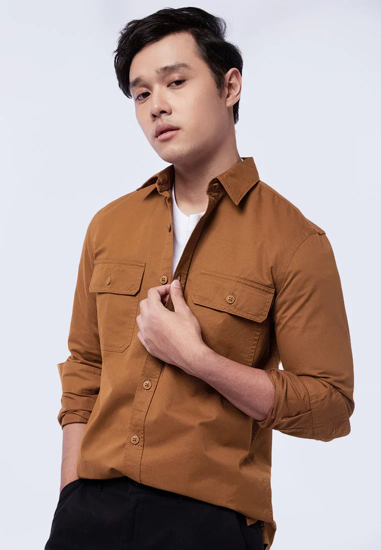 Slim Fit Long Sleeve Utility Shirt